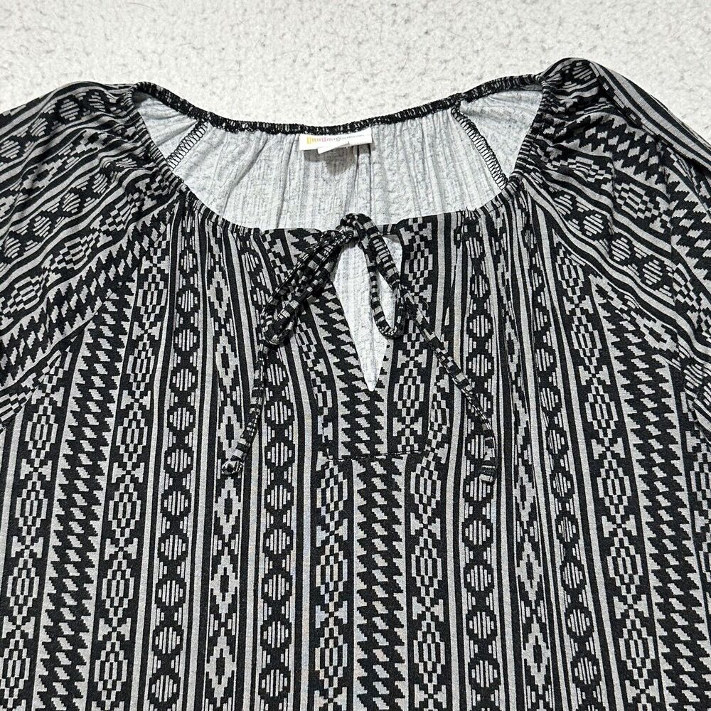 LuLaRoe Debra Women's Small 3/4 Sleeve Peasant Top Lightweight Blouse Gray Black - Picture 2 of 12